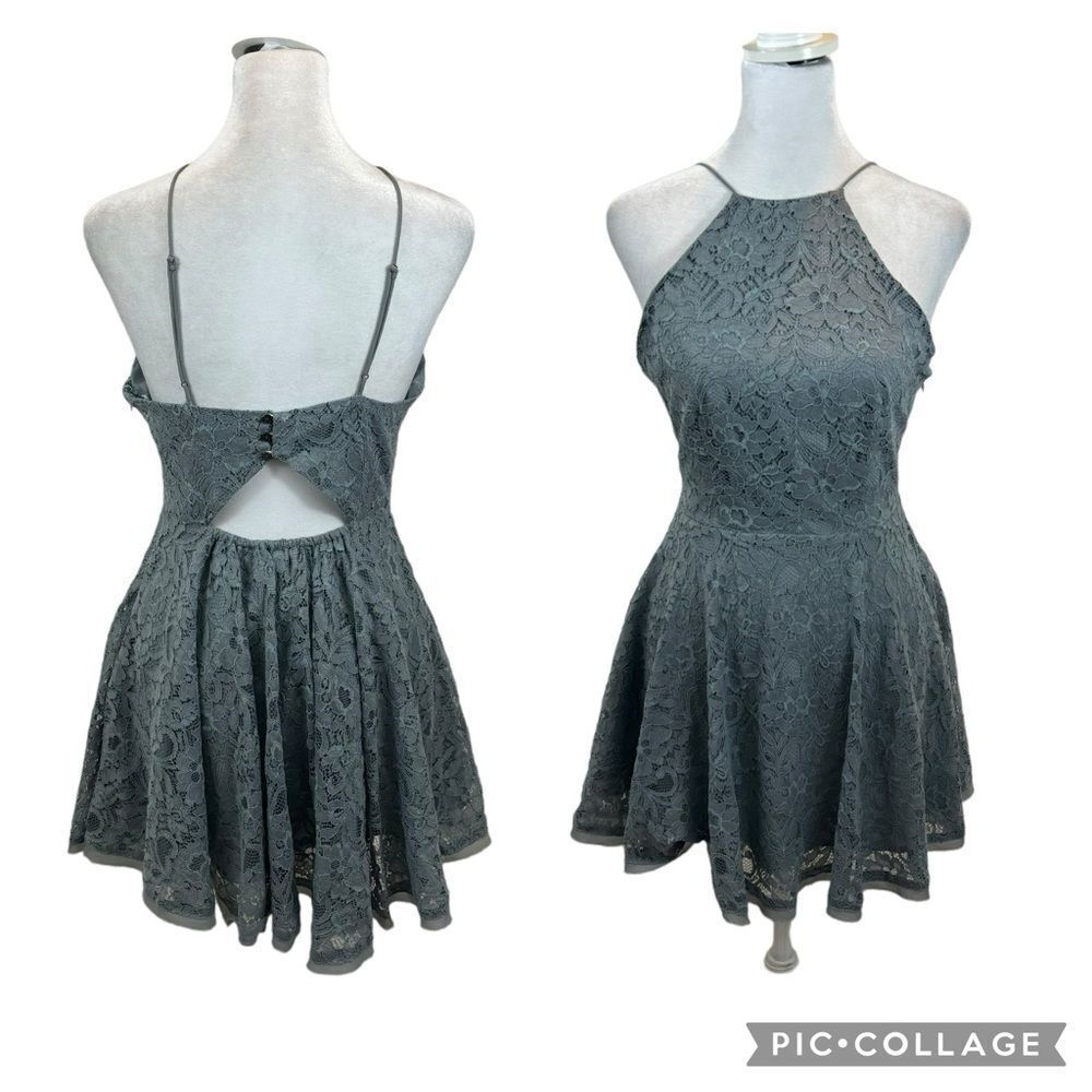 Kimchi Blue Blue Lace Peek a Boo Back Mini Dress Size Small